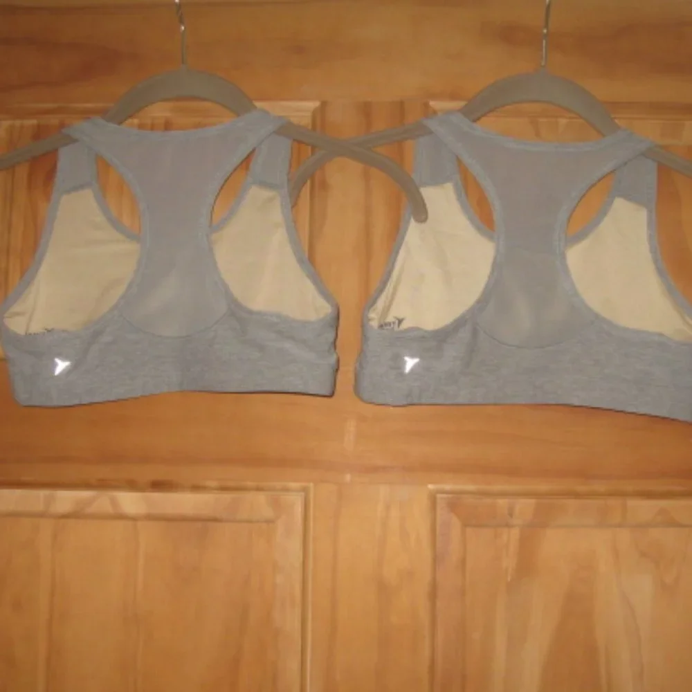 Girls Old Navy Active Go-Dry Gray Mesh-Trim Racerback Sports Bras Bundle